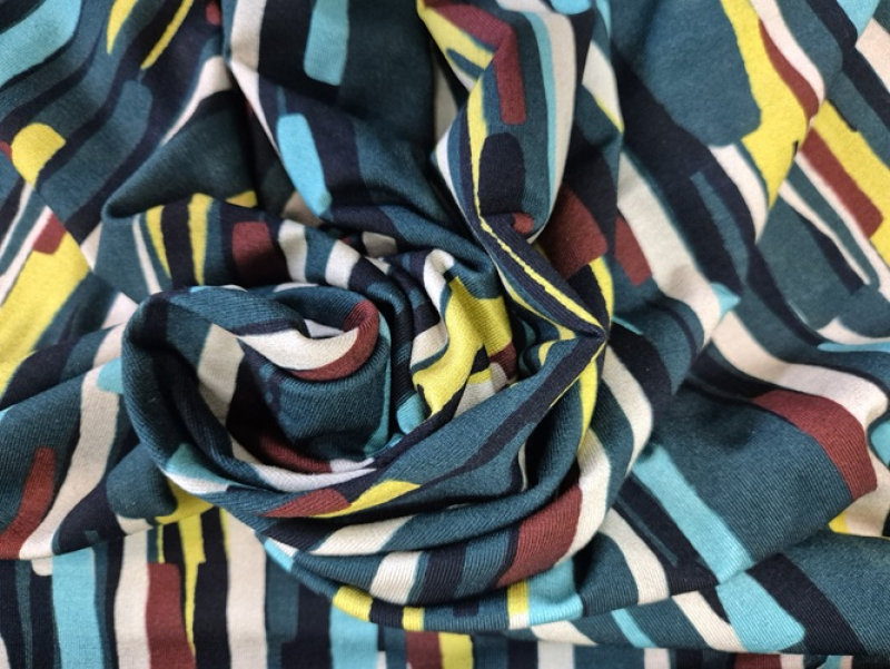 Viscose Jersey Striche grün/gelb